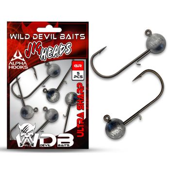 Wild Devil Baits Alpha Baitholder Jighead 5 Stück Jighaken Jigkopf Bleikopf Jig Haken Gummifisch 