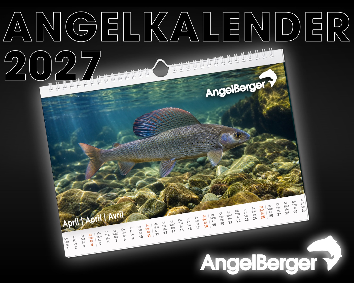 Angel Berger Angelkalender 2027 Wandkalender Angeln DIN A4 Fischkalender Anglerkalender