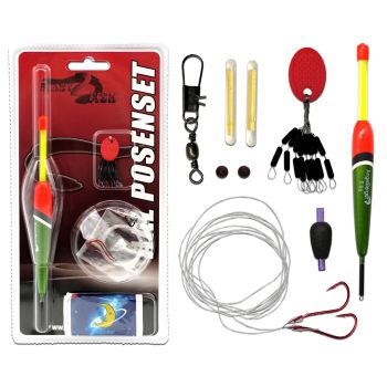 Angel Berger Aal Posen Set Posenmontage mit Knicklicht Ready2Fish Angelset Aal
