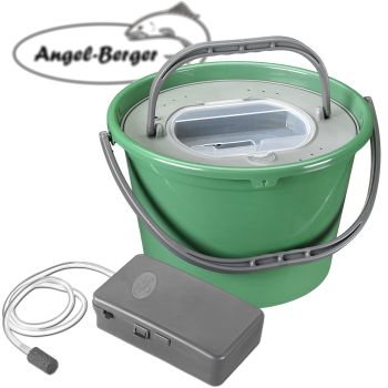 Angel Berger Köderfischeimer mit Sauerstoffpumpe