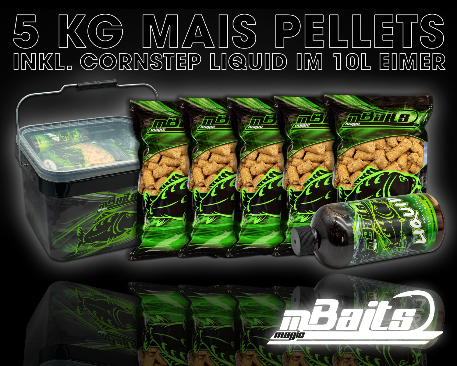 Magic Baits Sweet Corn Pellets 5kg mit CSL Liquid und 10l Eimer